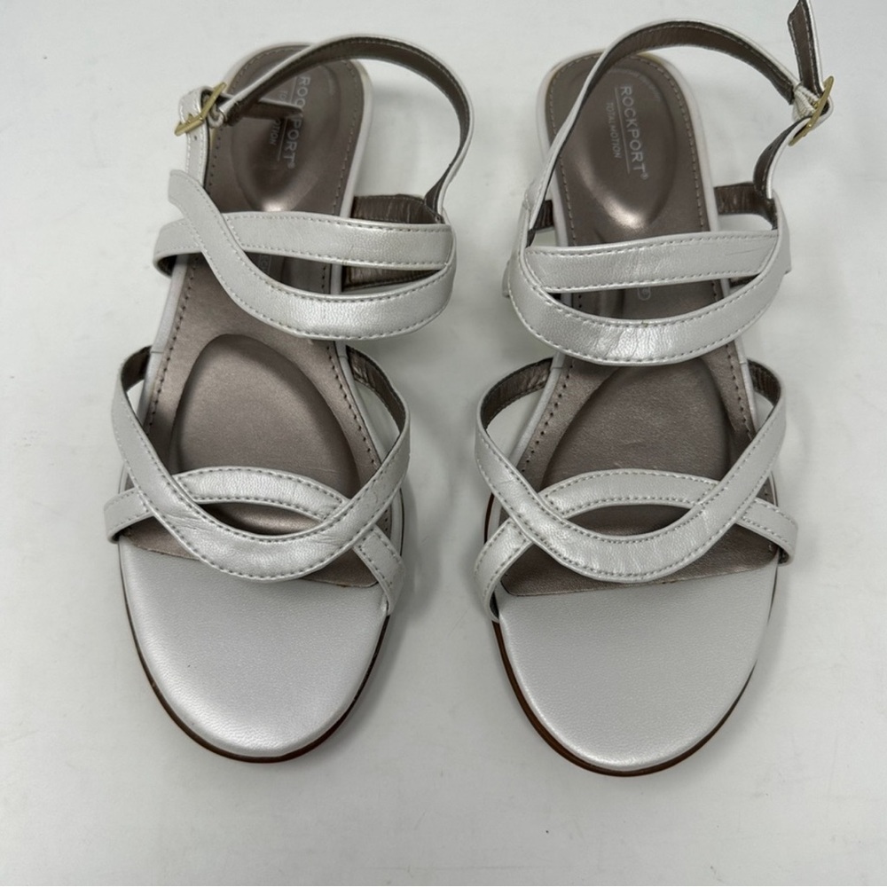 Rockport Women’s Zandra Anklestrap Pearl Sandals Size 8 TotalMotion EUC no box - Picture 4 of 11